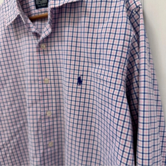 Polo by Ralph Lauren Men’s Button Down White Blue Pink Checkered Shirt XL - Picture 10 of 12